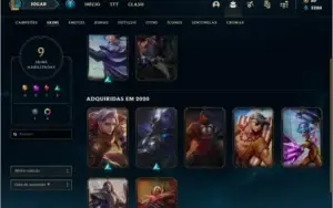 Conta DIAMANTE 1 e DIAMANTE 3, (ex mestre), 9 skins,43 champ