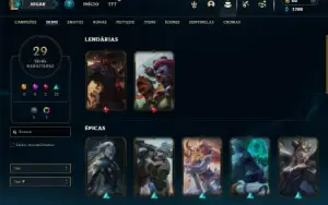 Unranked com 65 Champs e 29 Skins ( MID / JG )