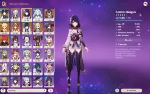 Ar55 Raiden+Jade Yelan+Harpa Wanderer Cyno Nilou+5 Armas T5✨