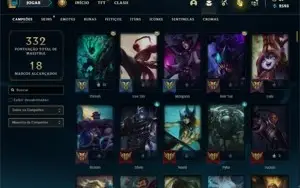 Conta diamante 4 com 155 Champs e 167 Skins + 7 Vitoriosas