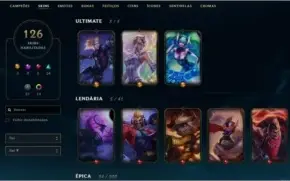 Conta LoL Plat 3/Todos os campeões/126 skins/ lvl 100