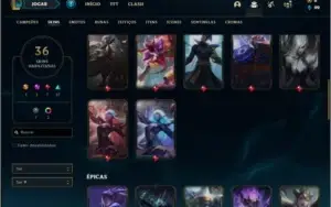 Conta prata 4 com 57 champs e 36 skins