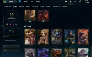 Conta prata 4 com 57 champs e 36 skins