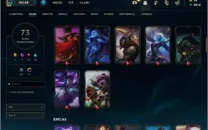 Conta prata 3 com 73 skins e 81 champs