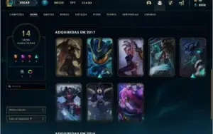 Conta prata 3 com 14 skins e 34 champs