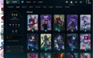 Conta Lol level 232 com 216 Skins +25 pontos de prestígio