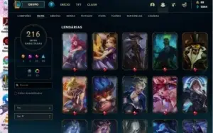 Conta Lol level 232 com 216 Skins +25 pontos de prestígio