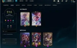 Conta Lol level 232 com 216 Skins +25 pontos de prestígio