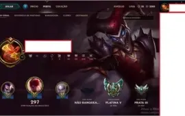 Conta LOL Platina 5, Borda ouro, 101 campeões, 29 Skins