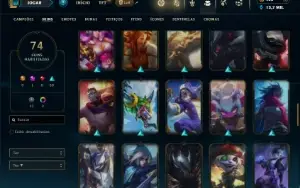 Unranked com 90 Champs e 74 Skins