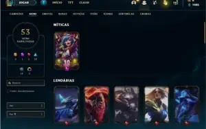 Conta unranked com 107 Champs e 53 Skins