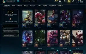 Conta unranked com 107 Champs e 53 Skins
