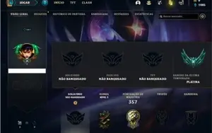 Conta unranked com 107 Champs e 53 Skins