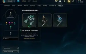 Conta unranked com 107 Champs e 53 Skins