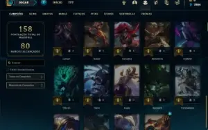 Conta ferro 1 com 40 Champs e 17 Skins + 2 Fragmentos