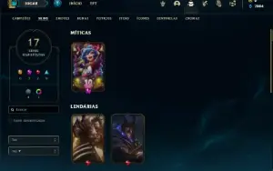 Conta ferro 1 com 40 Champs e 17 Skins + 2 Fragmentos