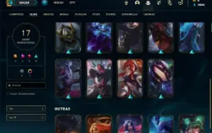 Conta ferro 1 com 40 Champs e 17 Skins + 2 Fragmentos