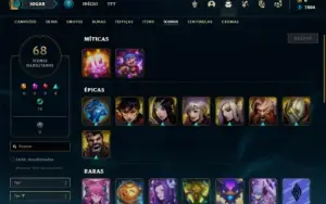 Conta ferro 1 com 40 Champs e 17 Skins + 2 Fragmentos