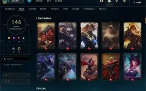Conta lol nv 320, 146 skins (43 lagadas), 18 cromas
