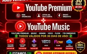 YOUTUBE PREMIUM +MUSIC+ GEMINE+VEO3+FLOW+1TBONEDRIVE -30DIAS