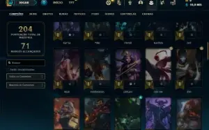 Conta Platina 4 com 70 Champs e 53 Skins + 1 Prestigios