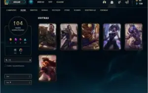 Conta ouro 4 com 140 champs e 104 skins ( 1,3kk de Talon )