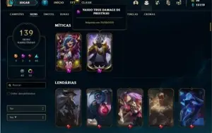 Conta ouro 3 com TODOS os champs e 139 Skins + 1 Prestigio