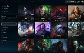 Unranked com 90 Champs e 75 Skins + 1300 RP