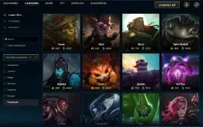 Unranked com 90 Champs e 75 Skins + 1300 RP