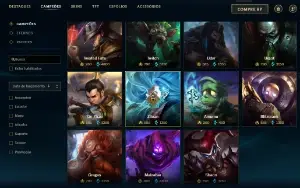Unranked com 90 Champs e 75 Skins + 1300 RP