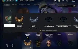 Conta ouro 4 com 41 Champs e 6 Skins + 1 Fragmento