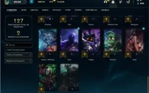 Conta ouro 4 com 41 Champs e 6 Skins + 1 Fragmento