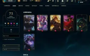 Unranked com 100 Champs e 73 Skins