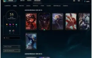 League Of Legends lvl . 107 + 77 champs