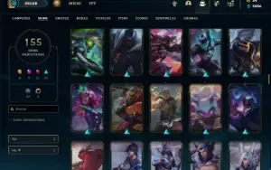 Conta ouro 3 com TODOS os champs e 155 Skins + 5 Vitoriosas
