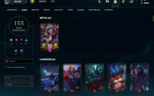 Conta ouro 3 com TODOS os champs e 155 Skins + 5 Vitoriosas