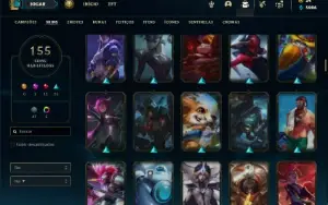 Conta ouro 3 com TODOS os champs e 155 Skins + 5 Vitoriosas