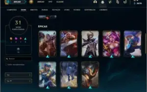 Conta bronze 3 com 31 skins e 105 champs