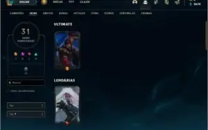 Conta bronze 3 com 31 skins e 105 champs