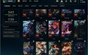 Conta bronze 3 com 31 skins e 105 champs