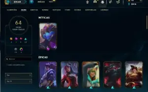 Unranked com 120 Champs e 64 Skins ( MAIN MID )