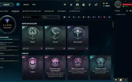 Conta Mestre com muitas skins e todos os campeões.