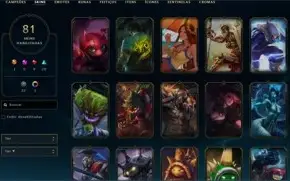 Vendo conta LOL com 81 skins(Kayle juiza,Rammus Rei,Sona dj