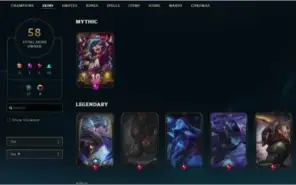 CONTA LOL GOLD 4 75 CAMPEÕES 58 SKINS
