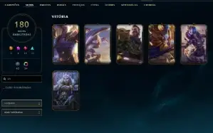 Ouro 1 com TODOS os champs e 180 Skins + 700k de Vayne