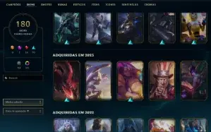 Ouro 1 com TODOS os champs e 180 Skins + 700k de Vayne