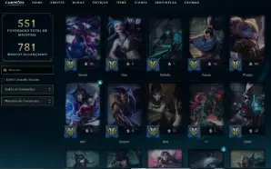 Ouro 1 com TODOS os champs e 180 Skins + 700k de Vayne