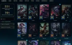 Ouro 1 com TODOS os champs e 180 Skins + 700k de Vayne