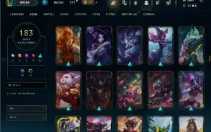 Unranked com TODOS os champs e 183 Skins + 2500 RP