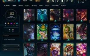 Unranked com TODOS os champs e 183 Skins + 2500 RP